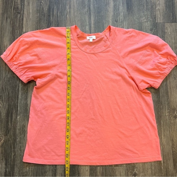 A.L.C Women’s Short Puffer Sleeve Crew Neck Tee Shirt Top Salmon Pink Cotton L - Picture 11 of 12